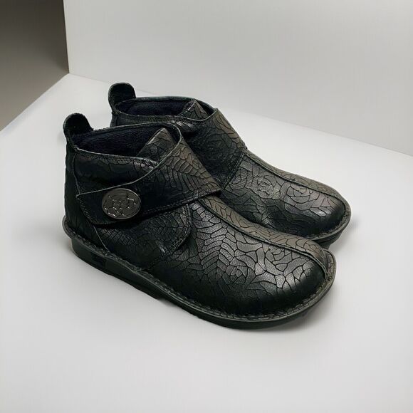 Alegria Shoes - Algeria Caiti Floral Notes Women's Black Embossed Leather Bootie EU 38 US 7.5-8